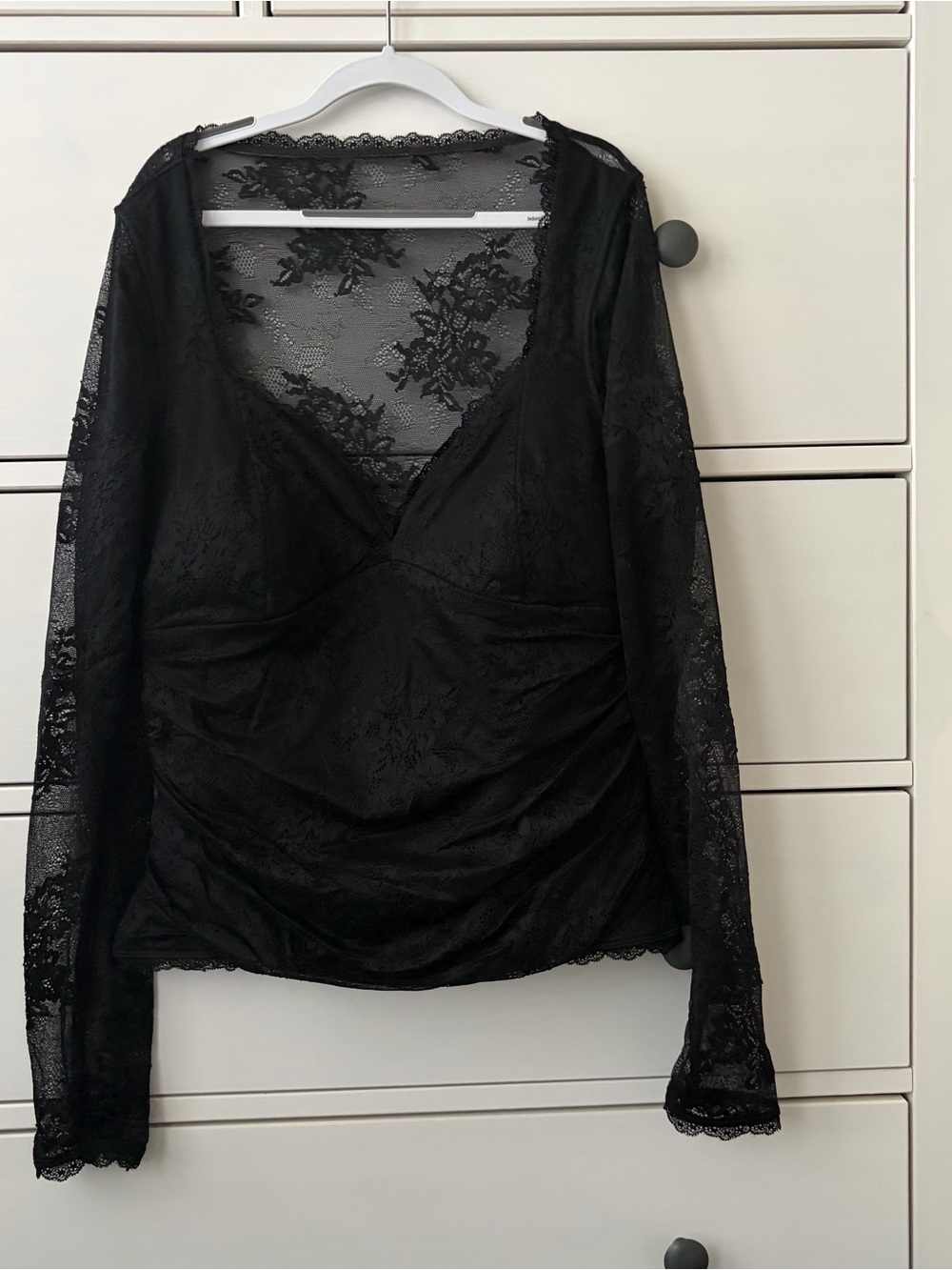 Abercrombie & Fitch Black Lace Long-Sleeve Top